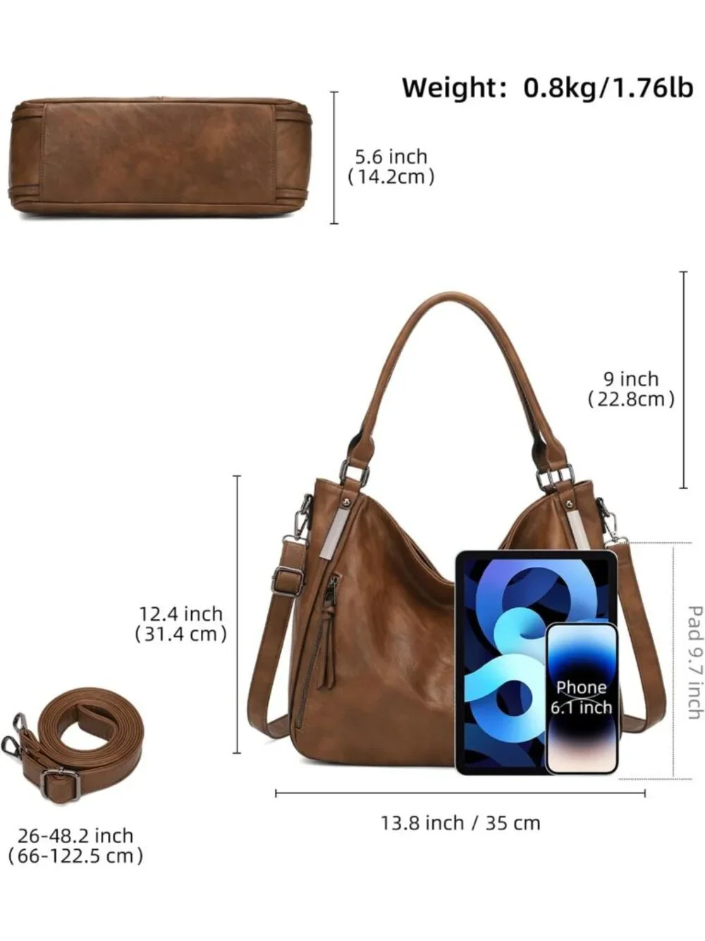 Stylish Women's Hobo Tote Bag - Large Soft PU Leather Shoulder Handbag
